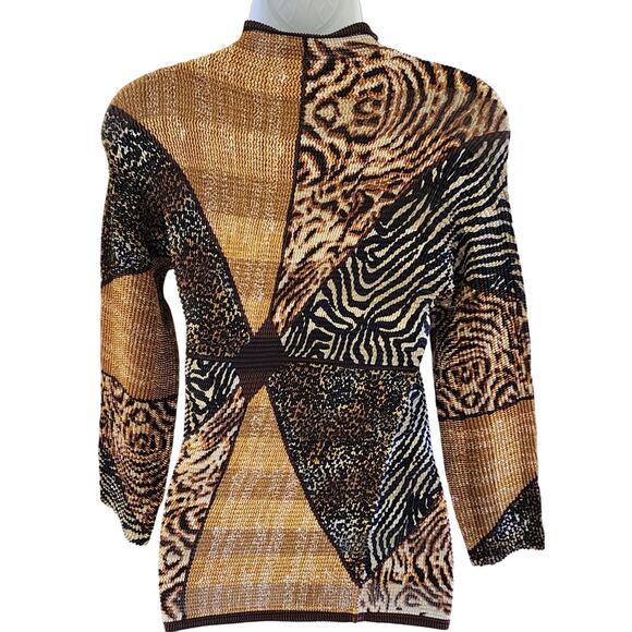 Alberto Makali Mixed Pattern Beaded Top Luxe Brown Black & Gold Statement  Small - Picture 8 of 10